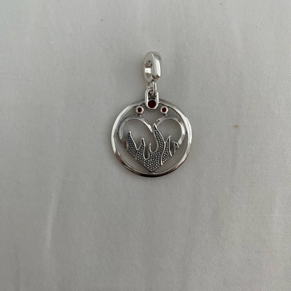 Pandora Silver Necklace charm with Red Accents